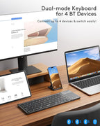 Samsers Foldable Bluetooth Keyboard with Touchpad, Full-Size Dual-Mode Wireless Folding, Rechargeable Portable Travel for iOS Android Windows Mac OS, Support 4 Device(BT5.1x3 + 2.4G)