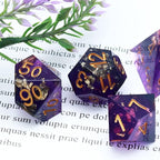 Haxtec DND Dice Set Sharp Edge Resin Dice with Dice Case Purple Black D&D Dice for RPG Role Playing Games Compatible with Dungeons and Dragons Gift War Series