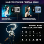 GVM Upgraded 60W RGB LED Video Light with Stand Kit, 880 Photography Lighting with Bluetooth Control, Studio Light with 18 Lighting Scenes, led Panel Lights for Video Recording, 8700lux/0.5m