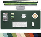 Leather Desk Protector, Non-Slip PU Laptop Mat, Waterproof Writing Pad for Office/Home (31.5"x15.7", Dark Green)