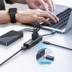 KAGO USB Hub 4 Ports - Multiple USB 3.0 Hub with 5Ft Cable, USB-A Splitter Extender with USB Type-C Power Port, for Laptop,Desktop, Windows, Linux, PC(USB a)