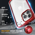 Miracase Glass Series Designed for iPhone 14 Pro Max Case 6.7 Inch, Upgrade Full-Body Bumper Case with Built-in 9H Tempered Glass Screen Protector, with Camera Lens Protector, Red
