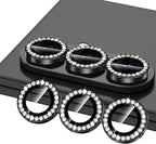 for Samsung Galaxy Z Fold 7 Camera Lens Protector, Individual Metal Ring Tempered Glass Lens Cover, [Strong Adsorption] Scratch Resistant Ultra-Thin HD Clear Lens Cover, 1 Set-Black Diamond