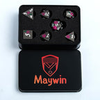 Metal DND Dice Set, 7 PCS With Gift Case for Dungeons and Dragons, Solid Metal Dice for Tabletop Game (Pearl Gun-Pink-Green)