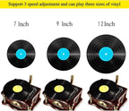 Vintage Gramophone with Bluetooth Output Vintage Record Players Retro Gramophone Turntables for 7" 9" 12" Vinyl Records 3 Speed, Hi-Fi, Handcrafted by Pure Oak(White Gold)