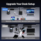 Gitryin 12-in-1 Desktop Charging Station with 3 Retractable Type-C Chargers and 1 Lightning Charger, 40W USB-C Power Strip with Flat Plug, Extension Cord with 1020J Surge Protection for Home Office