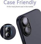 2 Pack Camera Lens Protector for iPhone 16 / iPhone 16 Plus,[Not Easy to Breakn ] AR Tempered Glass Strong Adsorption Metal Camera Cover Screen-Darkcyan