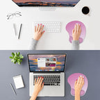 ITNRSIIET Ergonomic Mouse Pad, Cushioned Gel Wrist Rest, Non-Slip Base, Smooth Surface, Compatible with All Mice for Office & Gaming, Desk Accessory, 9.5 x 8.2 inch, Soft Pink Gradient