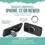 Smartish® MagSafe Suction Mount - WallFlower - 3 in 1 Reversible Magnetic Phone Grip Finger Loop, Suction Mount, Kickstand w/Universal MagSafe Adapter Kit for Apple iPhone - Black Tie Affair