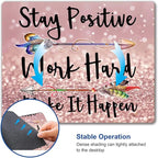 Inspirational Quotes Glitter Mouse Pad - Custom Design, Square Waterproof Non-Slip Rubber Base Mouse Pad for Office Laptop, Stay Positive Work Hard