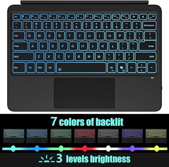 Magnetic Bluetooth Keyboard Cover for Surface Pro 12" 1st 12 inch Laptop Released in 2025 with Backlit (Blue)