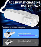 Battery Pack for Meta/Oculus Quest 3S/3/2,5000mAh Battery VR Charger, Extend 2-4 Hours Playtime, Lightweight Fast Charging VR Headset Safe Power Bank for Meta Quest 3S/3/2 Accessories