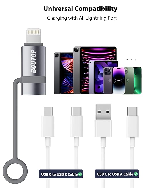 [MFi Certified] USB C to Lightning Adapter, Type C to Lightning Adapter Support 36W PD Fast Charging Compatible with iPhone iPad Gray