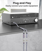 Microphone Splitter 2 Feet/60CM TRS 1/4 inch Splitter 1 Male to 2 Female, 6.35mm Stereo Male Plug to Dual 6.35mm Female-Grey (1PACK)