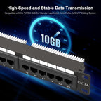 Iwillink 10Gbps Cat6A Patch Panel 24 Port, RJ45 Patch Panel UTP 19-Inch, 1U Network Patch Panel Wallmount or Rackmount Punch Down Block for Cat6A, Cat6, Cat5e, Cat5 Cabling