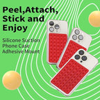 Suction Phone Mount Double Sided Octo Buddy for MagSafe Case, Silicone Sticky Grip Secure Holder for iPhone, Hands-Free Taking Photo/Recording Video/Live Streaming for Instagram Influencer（red）