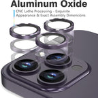 AGVEE 3+3 6 Pack for iPhone 14 Pro 6.1" / 14 Pro Max 6.7" Camera Lens Cover Protector, Metal Ring 9H Tempered HD Glass Camera Cover Protector Film, Purple