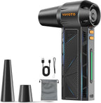 Compressed Air Duster, 300000RPM Powerful Electric Air Duster Rechargeable with LED Light and Brushless Motor, 4-Gear Cordless Mini Air Blower for Keyboard, Computers, Car, Outdoors (Black)