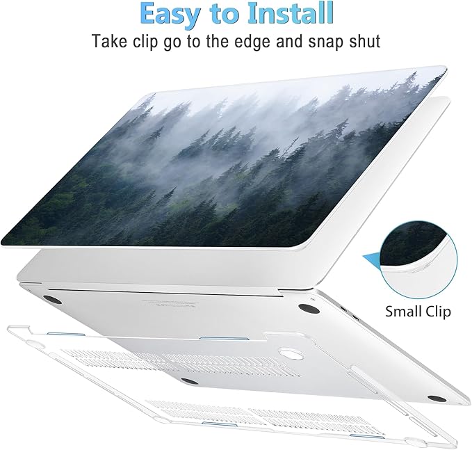 Mektron for MacBook Pro 13-inch Case 2022 2021 2020 Release A2338 M2 M1 A2289 A2251, Printing Plastic Hard Shell Cover for MacBook Pro 13.3-inch Touch Bar Fits Touch ID, Fir Forest