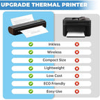 Portable Thermal Printer For Travel - N80 Inkless Bluetooth Printers, Wireless Impresora Portátil with 8.5"x11" US Letter Thermal Paper, Compatible with Phone, iOS, Android, Laptop For Home Office Car