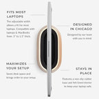 HumanCentric Vertical Laptop Stand in Black Walnut Wood, Upright Adjustable Holder and Dock, Laptop Vertical Stand Fits MacBook Pro and Other Laptops .5" to 1.5", Clamshell Compatible