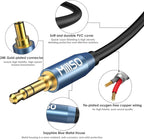 MillSO Audio Splitter, Female to 2 Male 3.5mm TRS Audio Splitter, 8 Feet SapphireBlue&Gold-Plated Stereo Jack Headphones Adapter Cable for Smartphone, Computer, Mp3, Earphone, Speakers