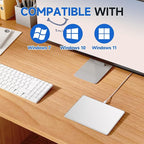 Wired Trackpad for Windows 10/11, High-Precision Multi-Touch Portable Trackpad Mouse with Multi-Gesture, Ultra Slim Aluminum USB Wired Touchpad Mouse, Compatible with PC Laptop Computer - Silver