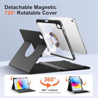 for iPad 11th 10th Generation Case with Keyboard, Magnetic 720° Rotatable Cover Detachable Wireless Bluetooth Backlit Keyboard with Pencil Holder for iPad 11 inch A16 2025 & 10.9 inch 2022 -Black