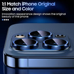 Uyiton Compatible with iPhone 15 Pro/iPhone 15 Pro Max Camera Lens Protector, [Not Easy to Break][Strong Adsorption][Case-Friendly] Metal Tempered Glass Rear Camera Screen Cover - Blue Titanium
