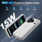 Battery Case for iPhone 17 Pro, Charging Case Charger 8500mAh Ultra-Slim Lightweight Powerful Battery Pack 15W Fast Rechargeable Anti-Fall TPU Juice Box for iPhone 17 Pro (6.3") Grey