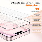 UNBREAKcable 3-Pack Screen Protector for iPhone 15, Double Shatterproof Tempered Glass [Easy Installation Frame] [99.99% HD Clear] [9H Hardness] [Full Coverage] [Case Friendly] for iPhone 6.1 inch