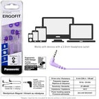 Panasonic ErgoFit Wired Earbuds With Microphone, 3.5mm Jack Wired Headphones with Mic and Call Controller, Ergonomic Custom-Fit Earpieces (S/M/L), for Phones and Laptops - RP-TCM125-V (Purple)