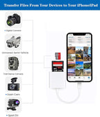 Apple Lightning to SD & TF Card Dual Slot Reader for iPhone/iPad, 2 in 1 Micro SD TF Trail Camera Viewer Memory Card Adapter, Plug and Play