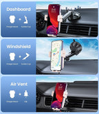 MOKPR Wireless Car Charger, 15W Fast Charging Auto-Clamping Car Mount Hands-Free Car Charger Mount for Dash Windshield Air Vent Compatible with iPhone 16 15/14/13/12, Samsung S23/S22/S21 Pink