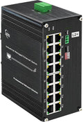 Industrial L2+ Managed 16 Port PoE Ethernet Switch, Gigabit Networking Switch with IPv4/IPv6 Management and DIP Switch, Supporting Din-Rail