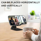 DEERLAMN Cell Phone Stand for Desk, Height Adjustable Cell Phone Holder Portable Desktop Stand, Travel Home Office Desk Accessories Compatible with iPhone 16/15/14/13/12/11 All Smartphone - Black