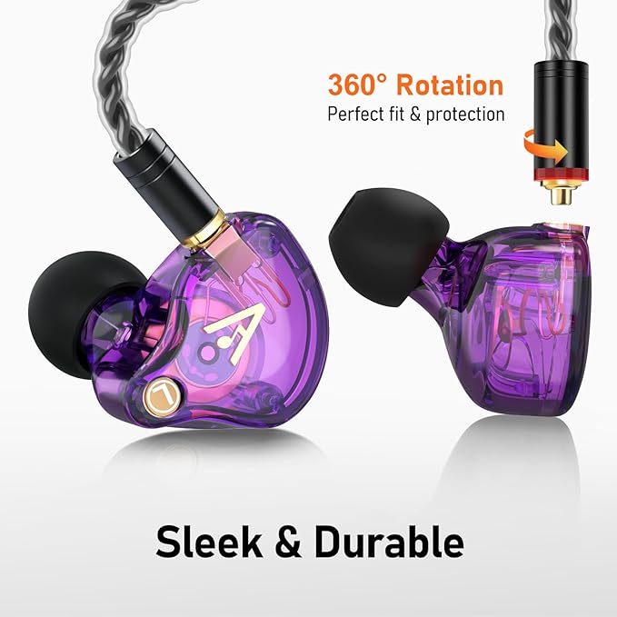 Vibes 202ML Wired Earbuds - HiFi in Ear Headphones - Noise-Isolating Ear Buds w/ Mic - Clear Sound, Deep Bass, Comfort-Fit Earphones - MMCX–Lightning for iPhone 5–14, Silver Plated Cord, Carrying Case