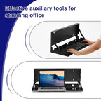 1 Pcs 24 Inch Keyboard Wall Mount Foldable Fits Standard Computer Keyboard Mouse Stand Tray Organizer for Small Offices Apartments, Easy Installation with 4 Screws (Black)