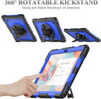 SEYMAC stock Case for Samsung Galaxy Tab A9 8.7'', Full-Body Drop Protection Case with Screen Protector Pencil Holder [360° Rotating Hand Strap] &Stand, Blue+Black