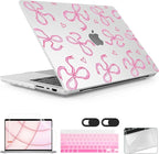 for MacBook Pro 16 inch Case 2021 2022 2023 2024 Release A3186 A3403 M4 A2991 M3 A2780 M2 A2485 M1 Pro/Max, Hard Shell Case with Screen Protector & Keyboard Cover, Pink Bows Heart