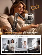LISEN Tablet Stand Phone Holder iPad Holder for Desk Mount[Ultra Sturdy] 2 Clamps Kindle Holder for Bed Gooseneck Phone Tablet Holder Mount Phone Stand fits iPhone iPad Mini 7 Kindle 4-13" Device