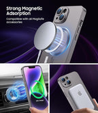 Magnetic for iPhone 14 Plus Case [Compatible with MagSafe][Built-in Camera Lens Protector] Slim Soft Silicone Bumper Shockproof Metallic Luster Phone Case (Gray)