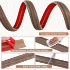 Floor Cord Cover for Wires on Floor Self Adhesive Cord Hider Floor Cable Management Wire Covers for Cords Protector Prevent Cable Trips Cord Cavity W 0.32" x H 0.32", Misty Brown Wood, 10Ft