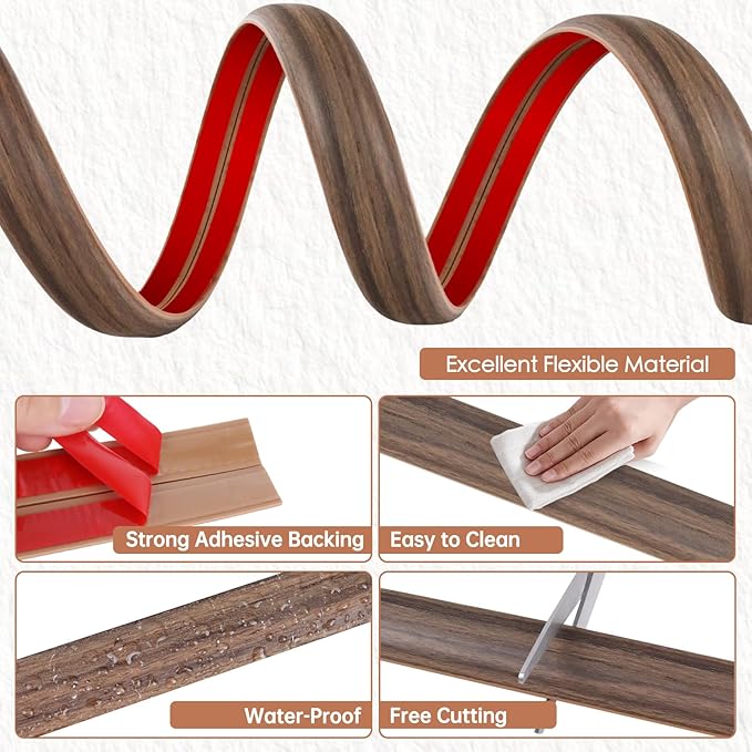 Floor Cord Cover for Wires on Floor Self Adhesive Cord Hider Floor Cable Management Wire Covers for Cords Protector Prevent Cable Trips Cord Cavity W 0.59" x H 0.31", Misty Brown Wood, 10Ft