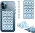 Silicone Double-Sided Suction Phone Case Detachable Mount, ASMR/Fidget Sticky Phone Grip Hands-Free Accessories for Selfies & Videos, Trending TikTok items for iphone & Android (3.74"x2.2", Baby Blue)