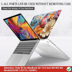 CISSOOK for MacBook Air 13 inch M2 M3 M4 Case 2022 2023 2024 2025 Release, Flower Hard Shell Cases with Keyboard Cover OTG Adapter for MacBook Air 13.6 inch A3240 M3113 A2681