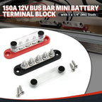 150A 12V Power Distribution Block with 5 x 1/4" (M6) Studs Max 150A 48V DC 300V AC for Automotive Car Marine Truck Boat