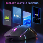 FFJ Wireless Gaming Mouse, 24000 DPI, Tri-Mode 2.4G/USB-C/Bluetooth 5.3 Gaming Mouse Wireless, RGB Programmable Mouse Gamer, 75Hrs Battery Life, Rechargeable Gaming Mice for PC, Mac, Xbox - Black