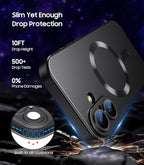 Magnetic for iPhone 16 Case [Compatible with MagSafe][Built-in Camera Lens Protector] Slim Soft Silicone Bumper Shockproof Metallic Luster Phone Case (Black)