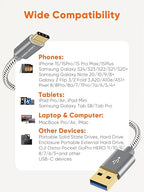 CableCreation USB A to USB C Short Cable 1FT 10Gbps, 3A Fast Charging, USB-C 3.1 Gen 2 for Carplay Android Auto, Type C Cord for iPhone 16 15 Pro SSD Galaxy MacBook Pixel iPad